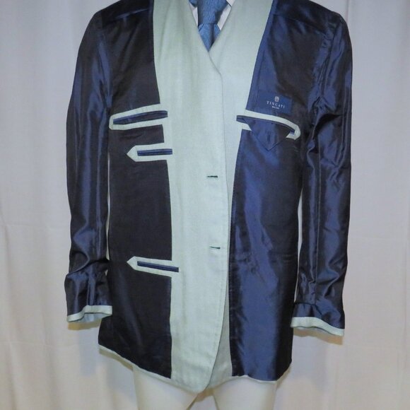 Tincati x Partenopea Bespoke Pale Green HBone Cashmere Two Button Sport Coat 44L - Picture 11 of 15